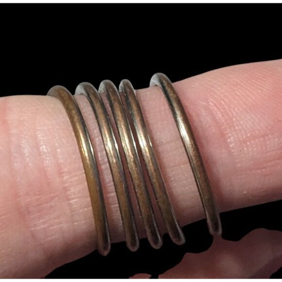 Copper And Silver Tone Metal Coil Ring Size 7 - Picture 4 of 16